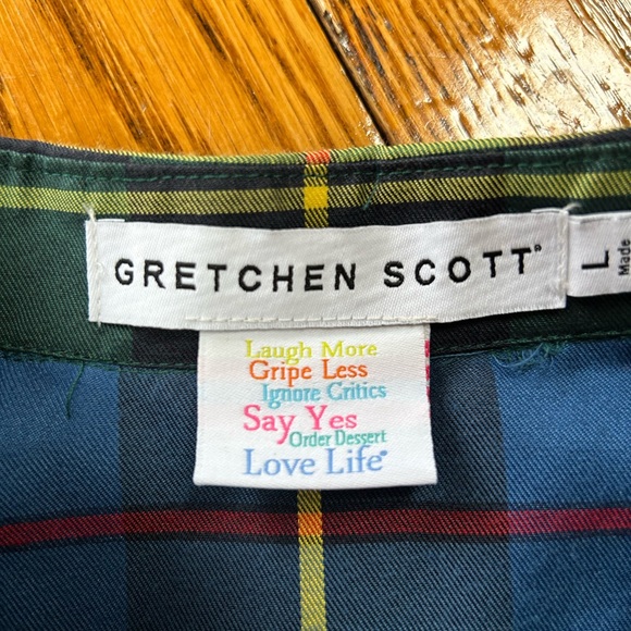 Gretchen Scott green Plaidly Cooper style blouse.  Large.  Juliette style. - Picture 4 of 13